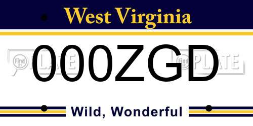 000ZGD West Virginia License Plate