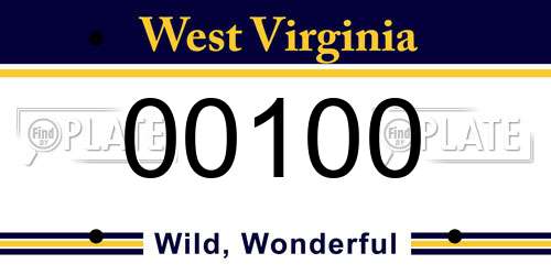 00100 West Virginia License Plate