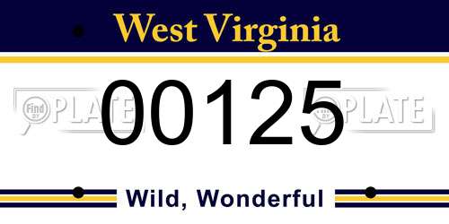 00125 West Virginia License Plate