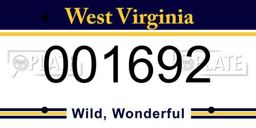 001692 West Virginia License Plate