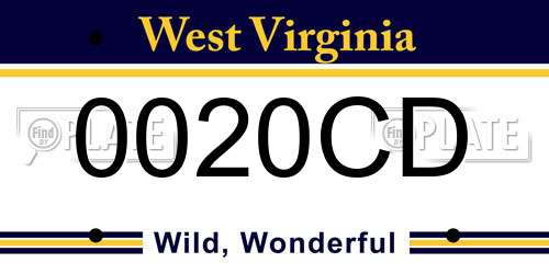 0020CD West Virginia License Plate