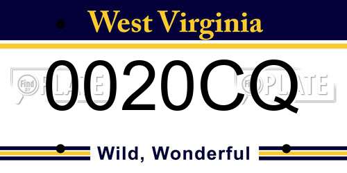 0020CQ West Virginia License Plate