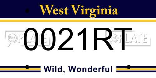 0021RT West Virginia License Plate