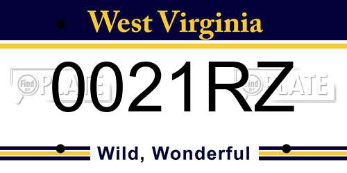 0021RZ West Virginia License Plate