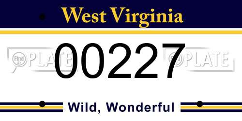 00227 West Virginia License Plate