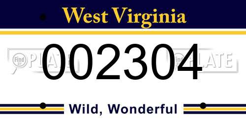 002304 West Virginia License Plate