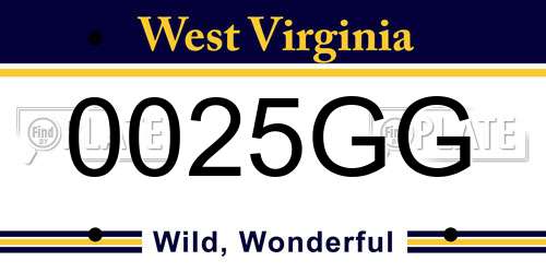 0025GG West Virginia License Plate