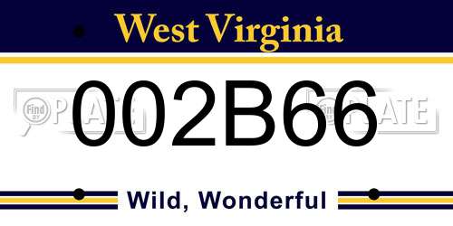 002B66 West Virginia License Plate