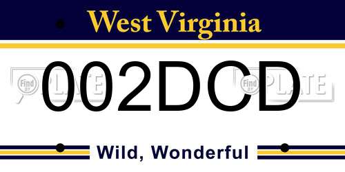 002DCD West Virginia License Plate