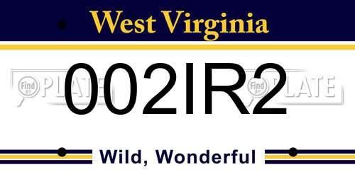 002IR2 West Virginia License Plate