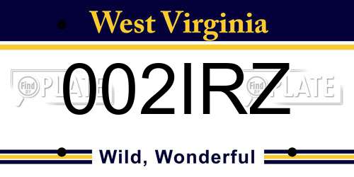 002IRZ West Virginia License Plate