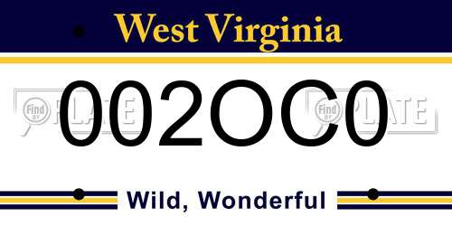 002OC0 West Virginia License Plate
