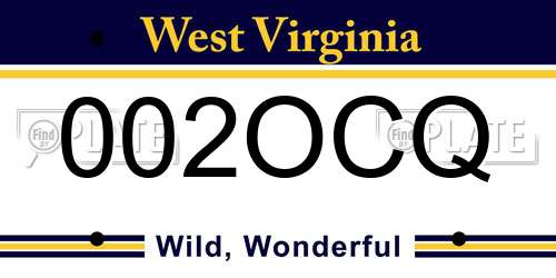 002OCQ West Virginia License Plate