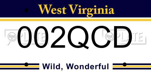 002QCD West Virginia License Plate