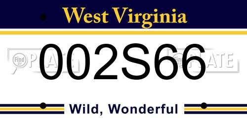 002S66 West Virginia License Plate