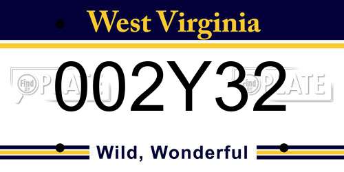002Y32 West Virginia License Plate