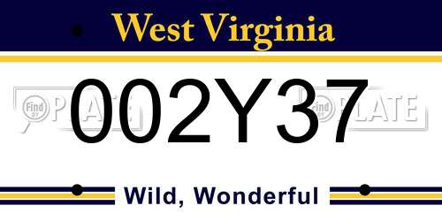 002Y37 West Virginia License Plate