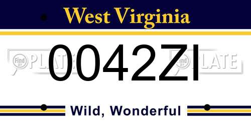 0042ZI West Virginia License Plate