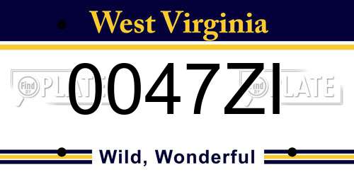 0047ZI West Virginia License Plate
