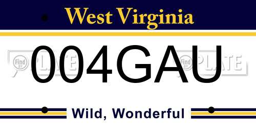 004GAU West Virginia License Plate