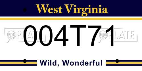 004T71 West Virginia License Plate