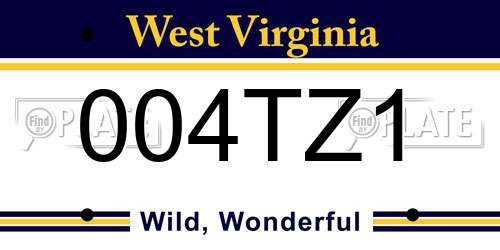 004TZ1 West Virginia License Plate
