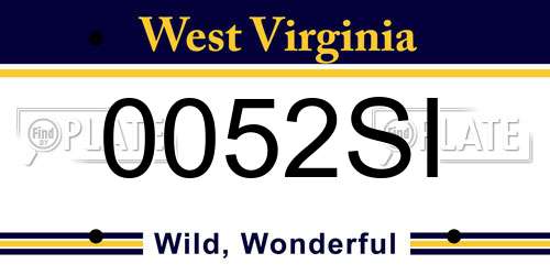 0052SI West Virginia License Plate