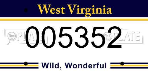 005352 West Virginia License Plate