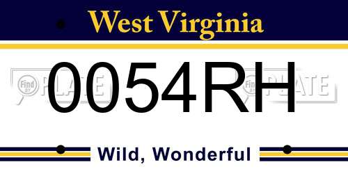 0054RH West Virginia License Plate