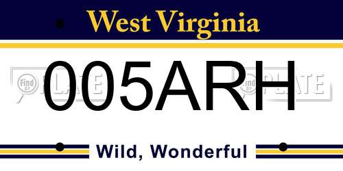 005ARH West Virginia License Plate