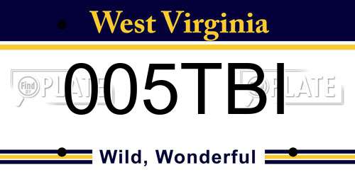 005TBI West Virginia License Plate
