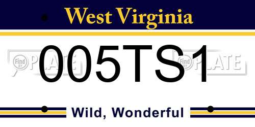 005TS1 West Virginia License Plate
