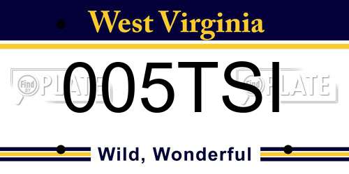 005TSI West Virginia License Plate