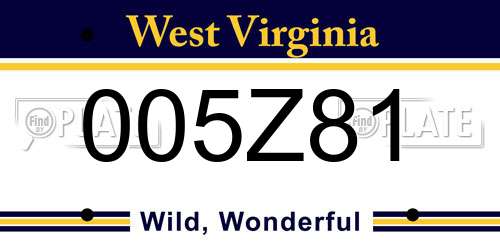 005Z81 West Virginia License Plate