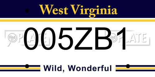 005ZB1 West Virginia License Plate