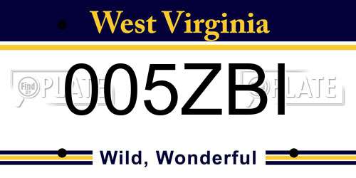005ZBI West Virginia License Plate