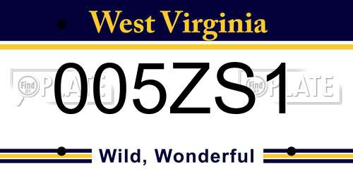 005ZS1 West Virginia License Plate