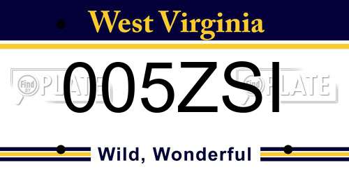 005ZSI West Virginia License Plate