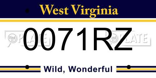 0071RZ West Virginia License Plate