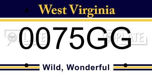 0075GG West Virginia License Plate