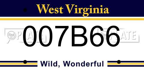 007B66 West Virginia License Plate
