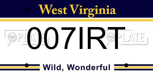 007IRT West Virginia License Plate