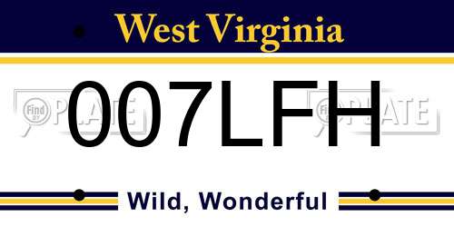 007LFH West Virginia License Plate