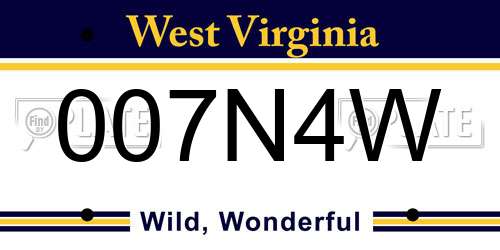 007N4W West Virginia License Plate