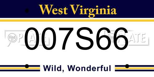 007S66 West Virginia License Plate