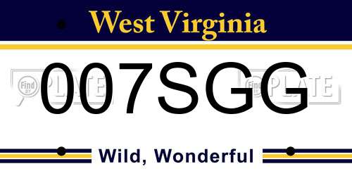 007SGG West Virginia License Plate