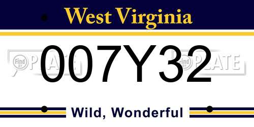 007Y32 West Virginia License Plate
