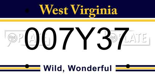 007Y37 West Virginia License Plate