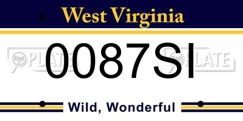 0087SI West Virginia License Plate