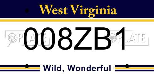 008ZB1 West Virginia License Plate